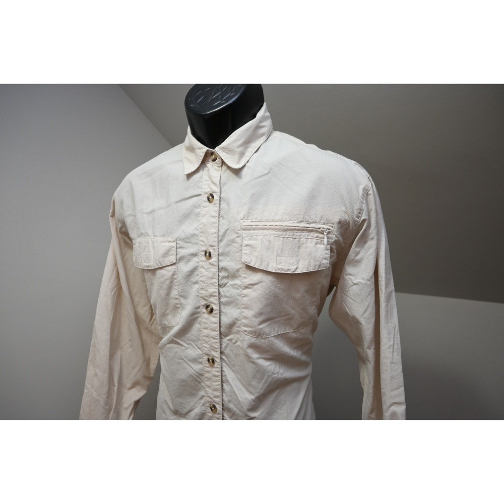 CTG REI Button Down Shirt Mens Small Beige Long Sleeve Hiking Vented Excellent